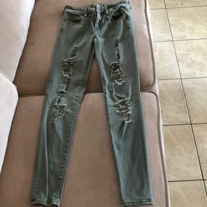 American eagle army green ripped jeans